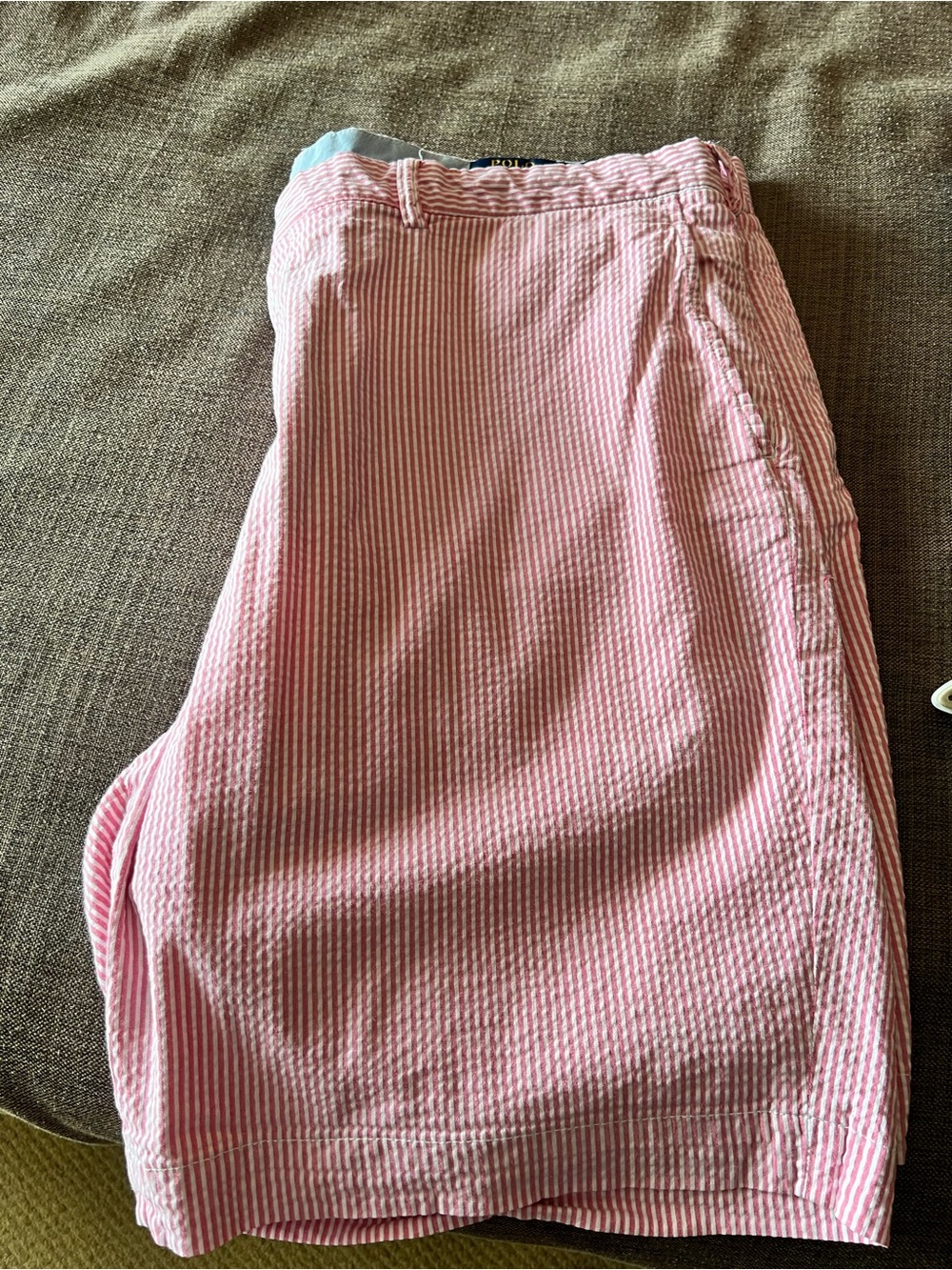Pink Seersucker Polo shorts